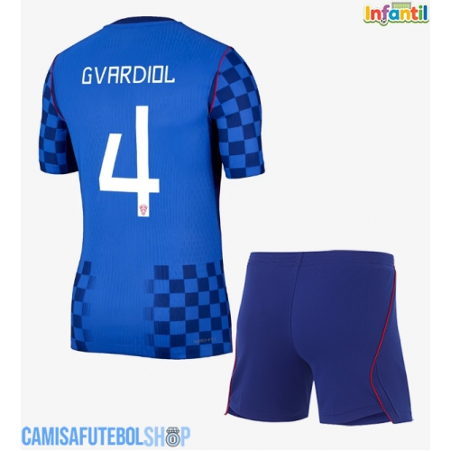 Camisa de time de futebol Croácia Josko Gvardiol #4 Replicas 2º Equipamento Infantil Mundo 2026 Manga Curta (+ Calças curtas)